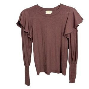 Nation LTD Reeva Long Sleeve Flannel Sleeve Knit Top